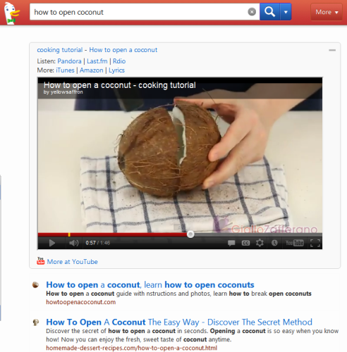 DuckDuckGo with embedded video
