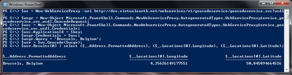 Geocoding in PowerShell